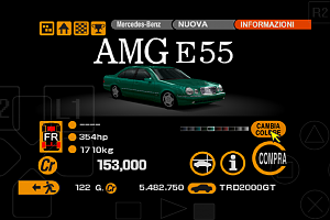 Gran Turismo 2 Plus's twin greens of the Mercedes-Benz E55 AMG