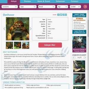 Slothasor needs a new home