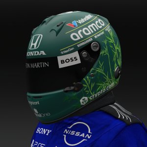 Yuki Tsunoda Mk.1 2025 Aston Martin Helmet - Pic 4