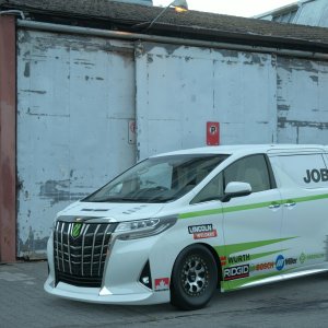 Jobsite work truck outside shop