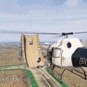 One ramp, one Rhino in GTA V, one cop chase, MAXIMUM STUNT (GIF)