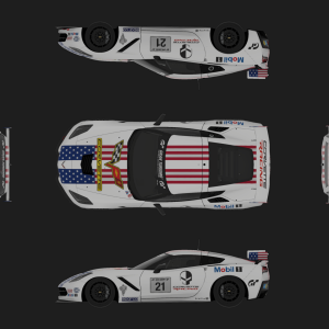 American Flag Chevrolet Corvette Plan View