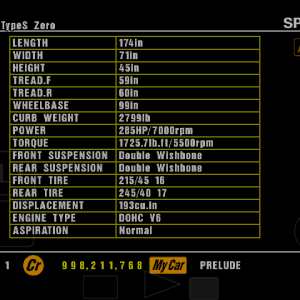 Acura NSX Type S Zero specs