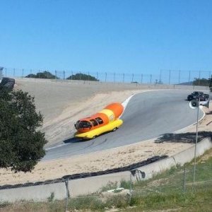 The Weinermobile going down the corkscrew