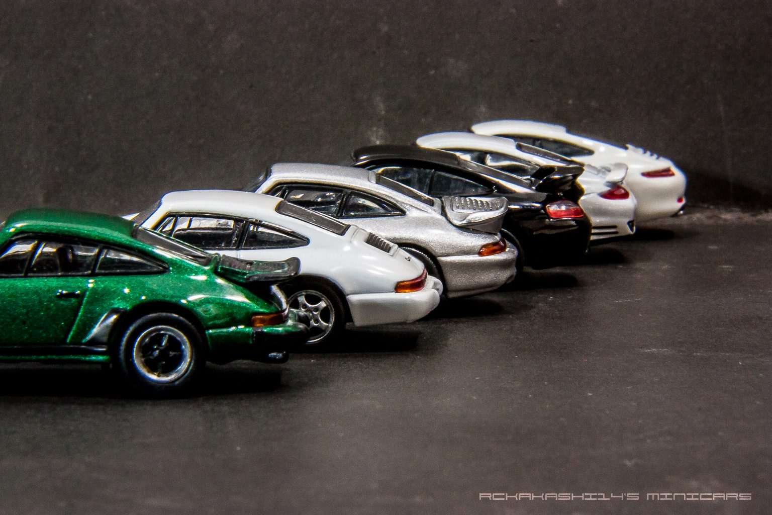 1:64 scale Porsche 911 - through the years