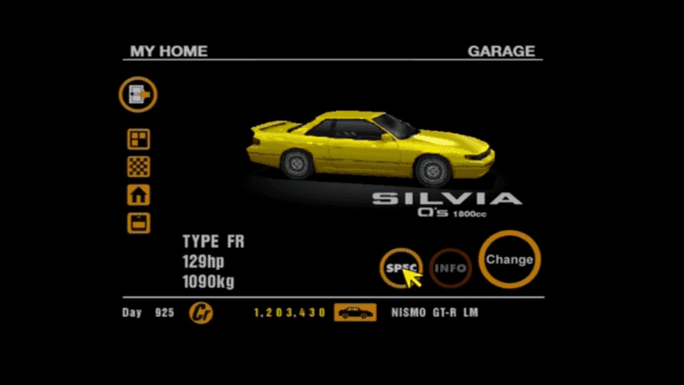 10 Nissan Silvia Q's 1800cc Yellow