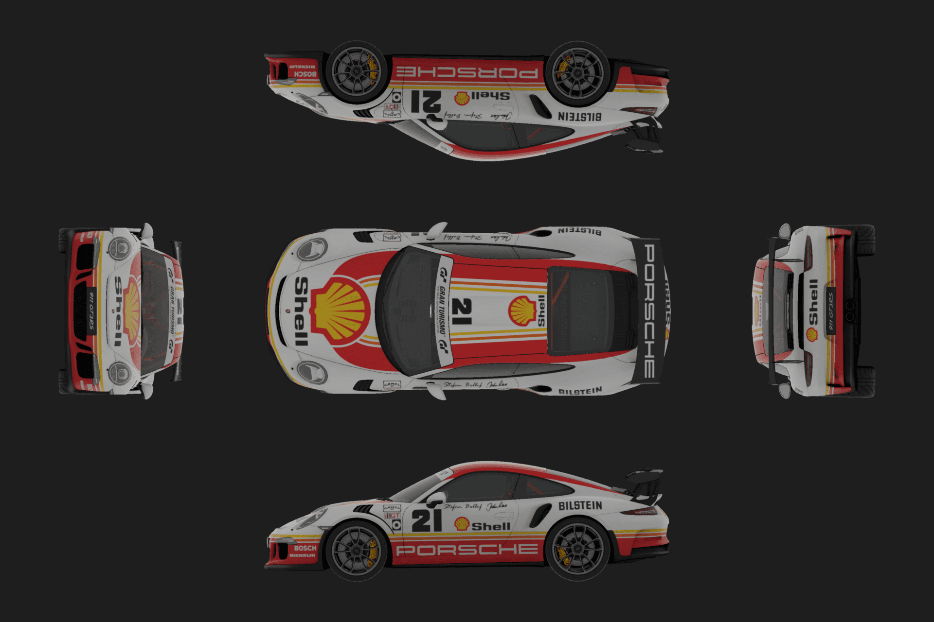 1980s Inspired Shell Porsche 911 Plan View