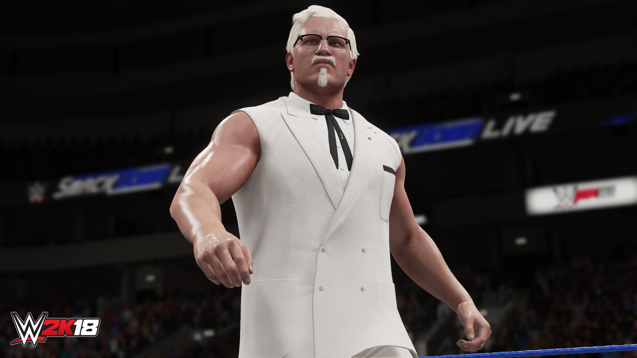 Colonel Sanders enters the ring in WWE 2K18