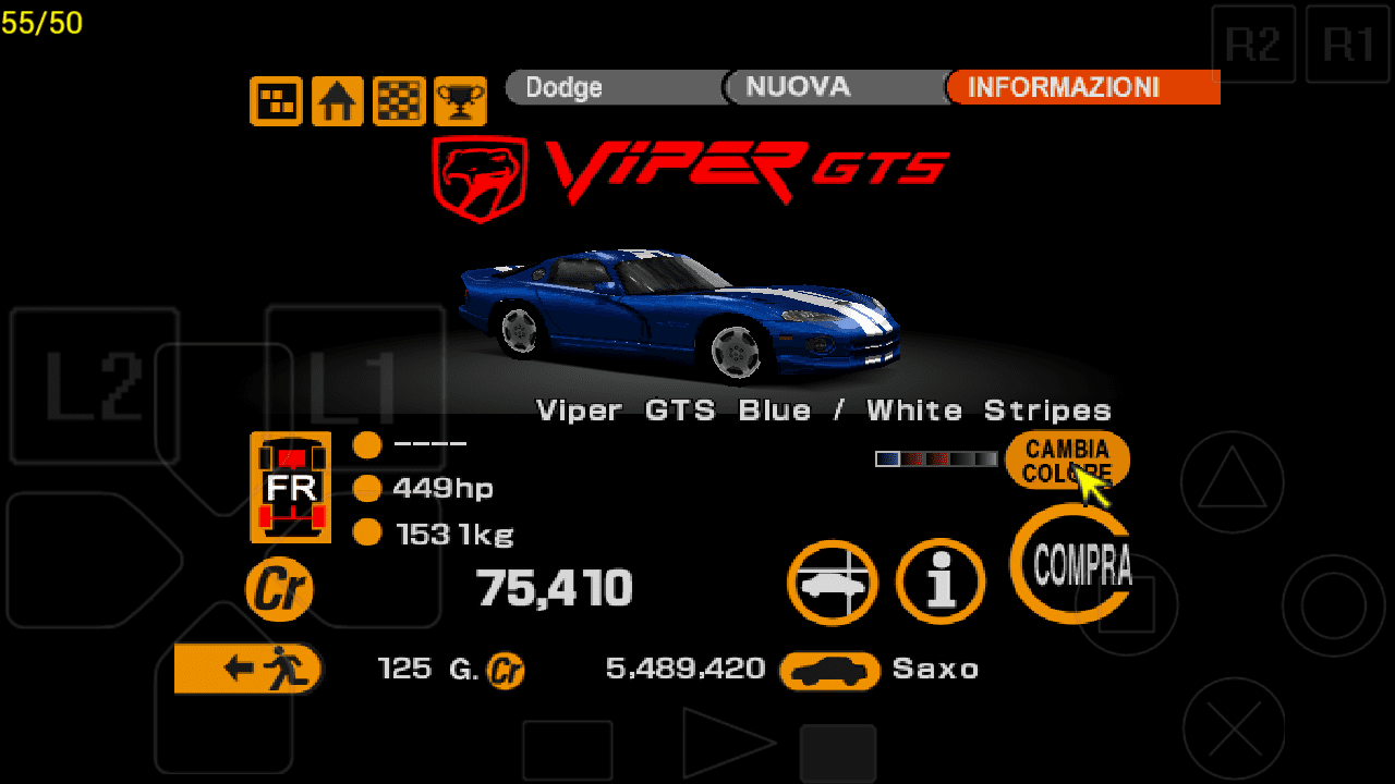 Dodge Viper GTS Blue with White Stripes