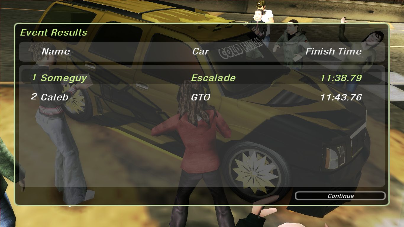 Final boss of NFSU2 beaten in hard.. with a Cadillac