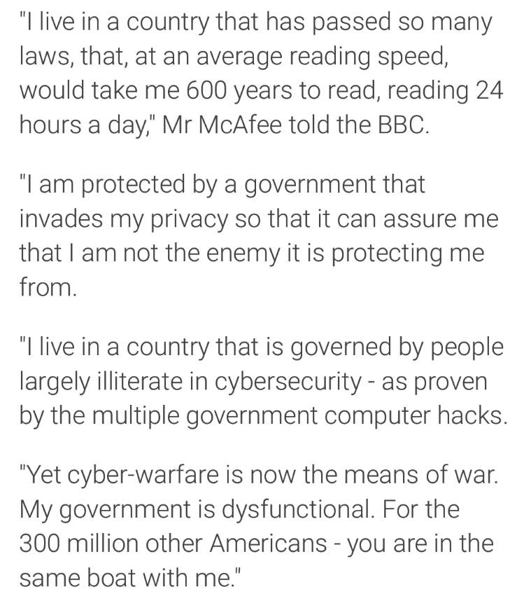 John McAfee dropping truth bombs...