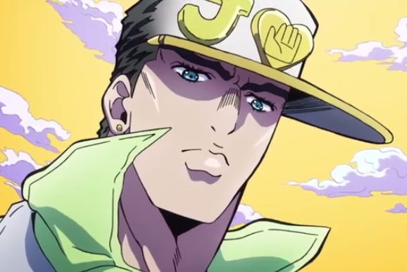 Jotaro Kujo, as seen in episode #1 from the anime of 
