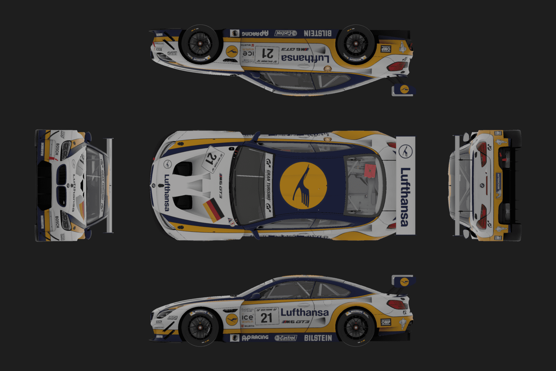 Lufthansa BMW M6 GT3 Plan View