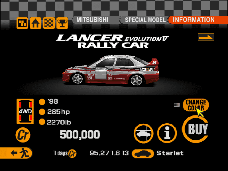 Mitsubishi Lancer Evoluton V Rally Car