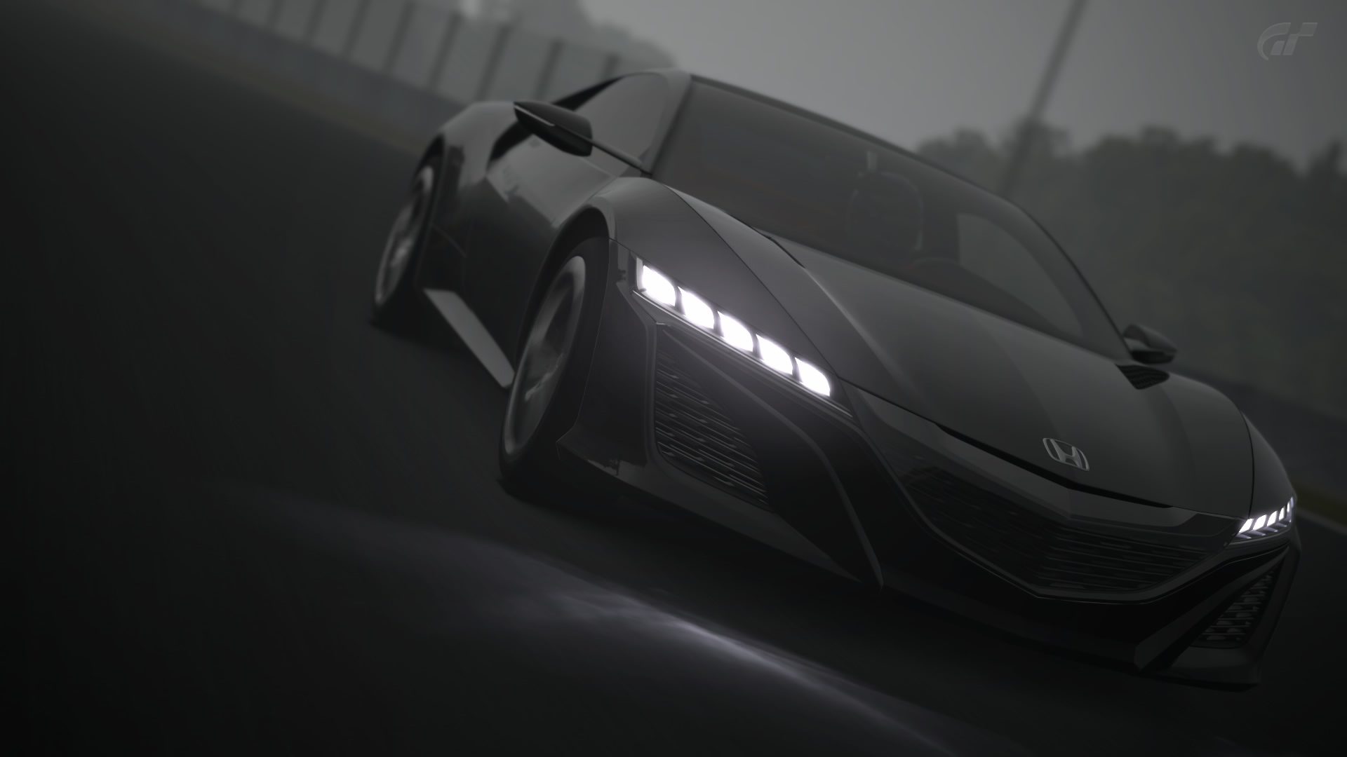 NSX Concept a reality in the dark Suzuka rain.