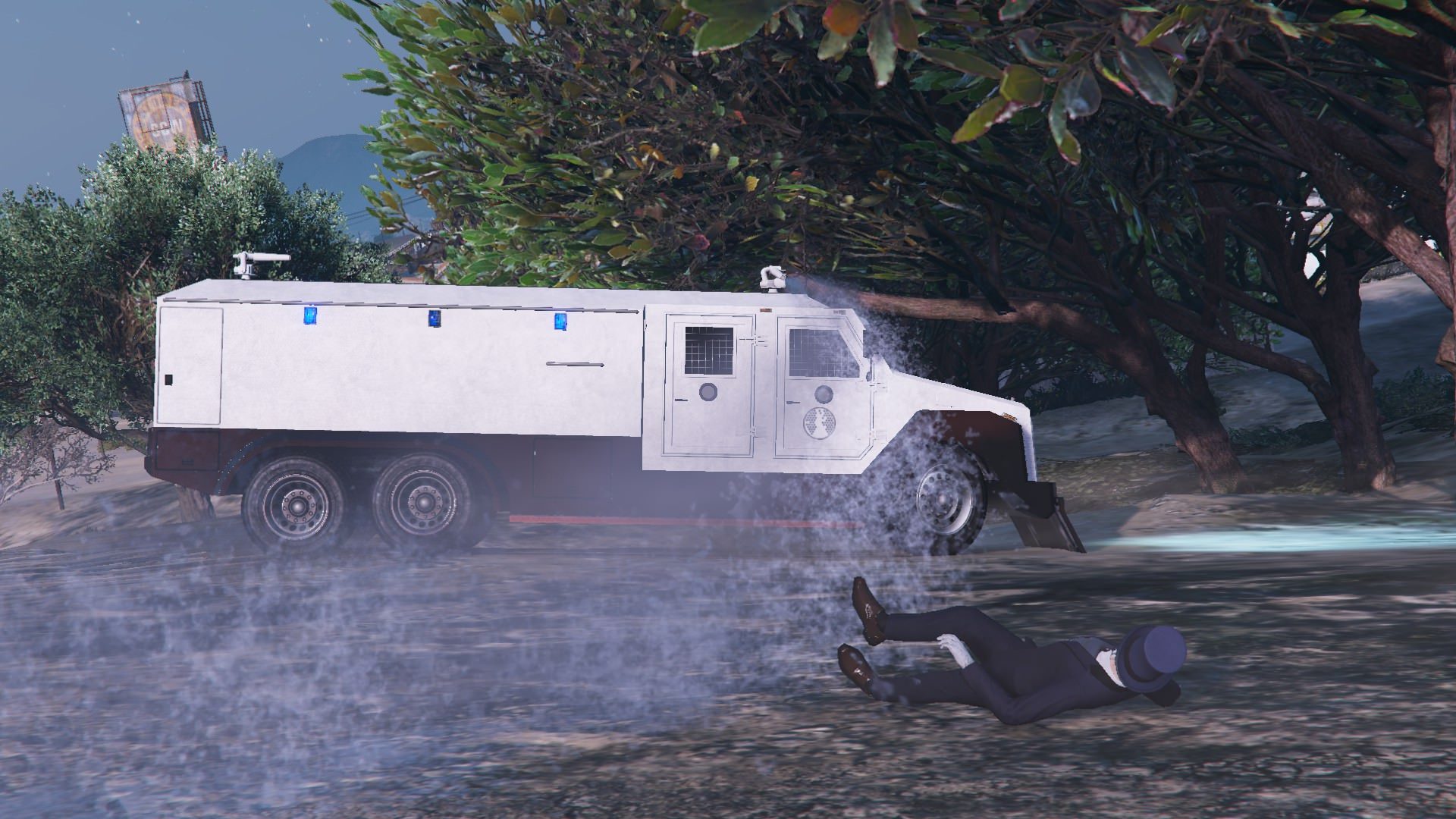 The GTPD Riot Van controlling the chaos (that is my poor friend who got washed up so much he died) 2