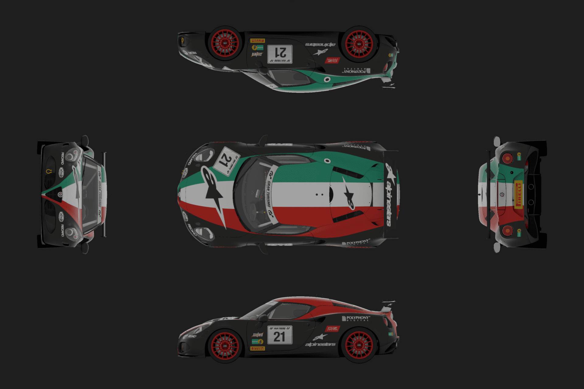 Tricolore Alfa Romeo 4C Plan View