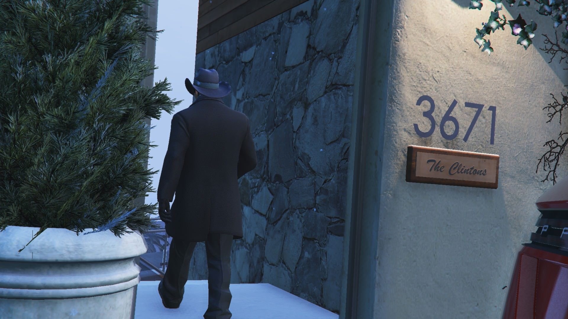 Visiting fellow co-worker Franklin on an icy Los Santos day 5