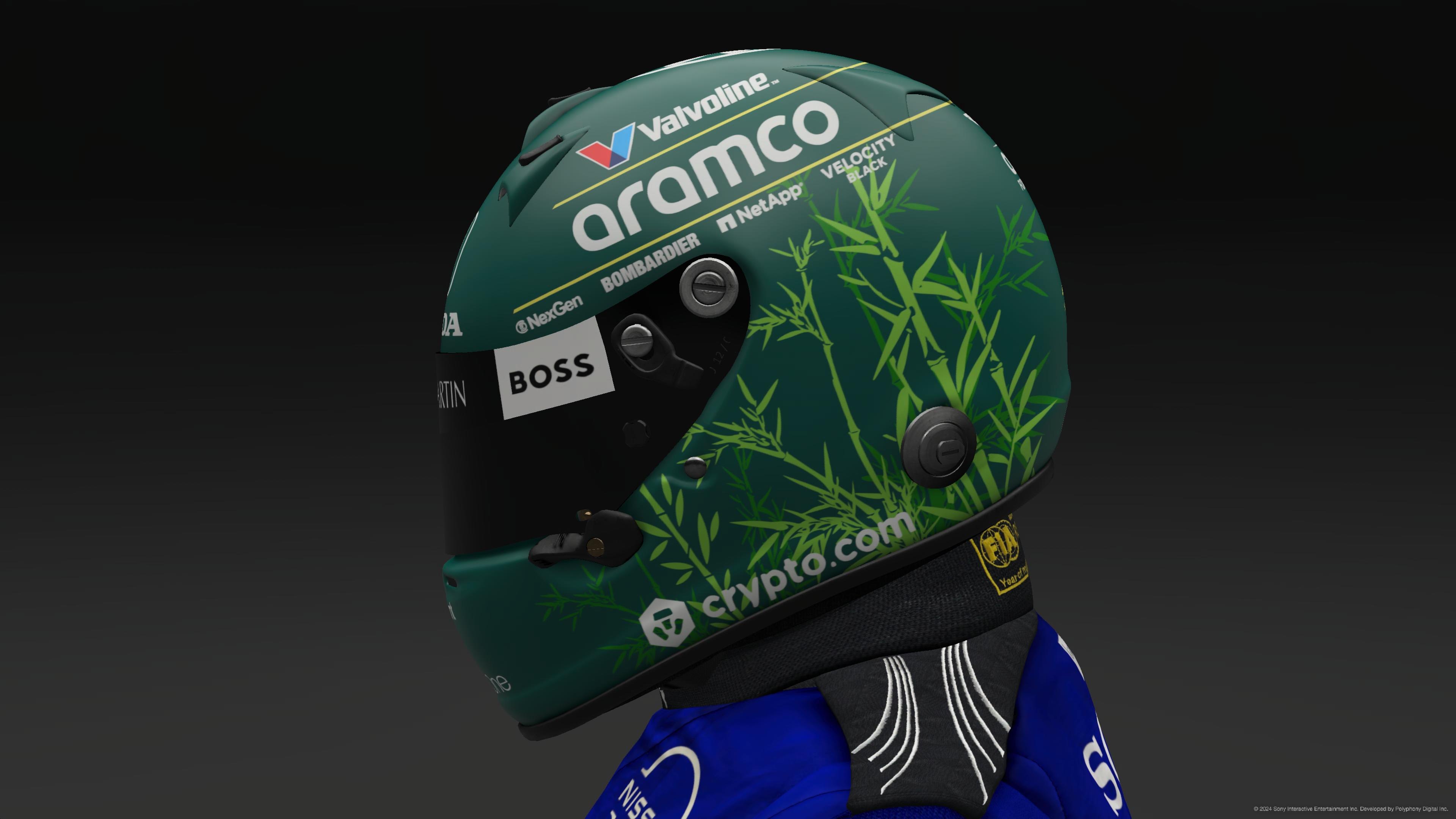 Yuki Tsunoda Mk.1 2025 Aston Martin Helmet - Pic 1