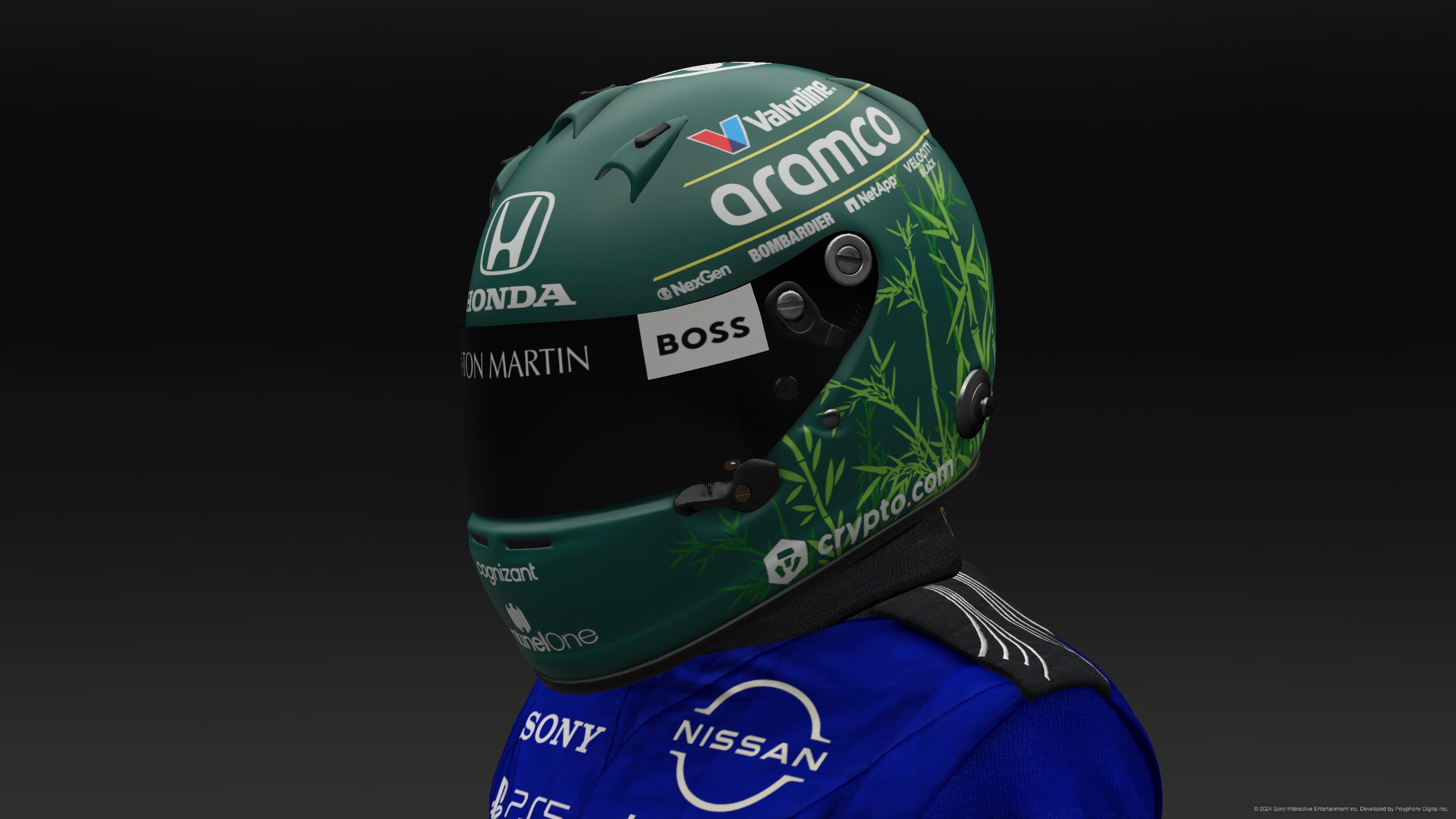 Yuki Tsunoda Mk.1 2025 Aston Martin Helmet - Pic 4