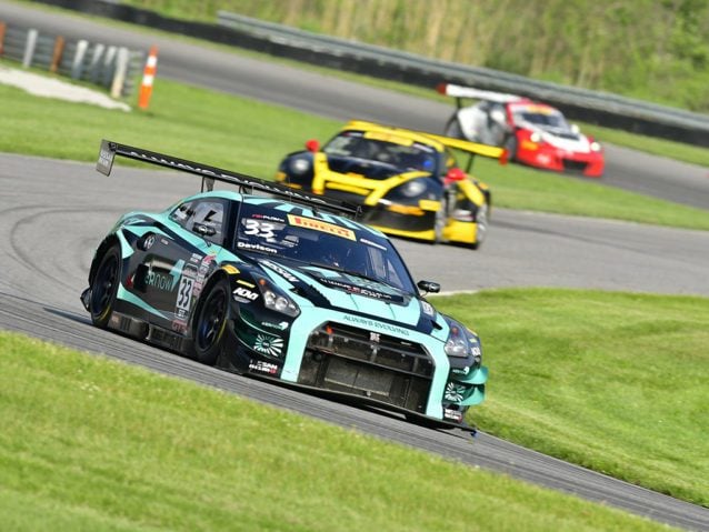 Lakeville, CT - May 27, 2016: The Pirelli World Challenge racers take to the track on Pirelli tires during the The Pirelli World Challenge Grand Prix of Lime Rock Presented by Bentley at the Lime Rock Park in Lakeville, CT.